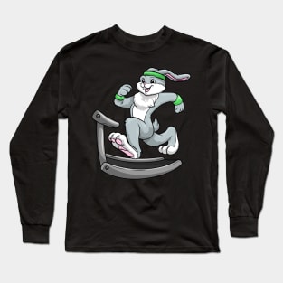 Bunny at fitness on a treadmill Long Sleeve T-Shirt